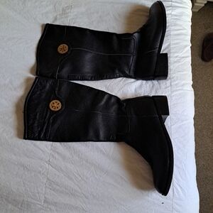 TORY BURCH Women’s Knee-High Boots black Sz 39 Scratched Sole See Last Pics EUC
